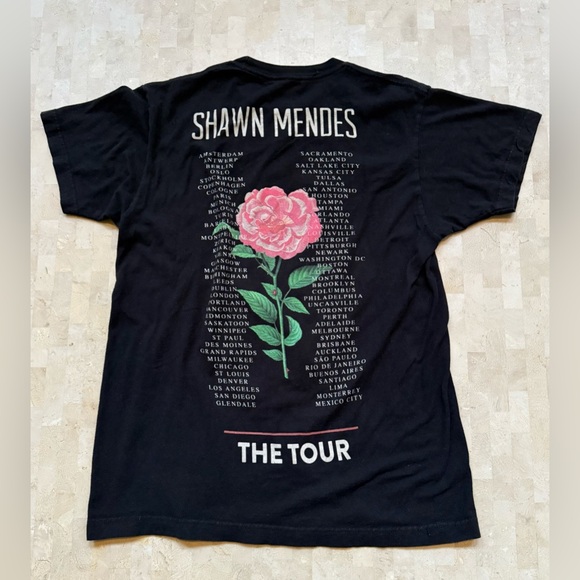 Shawn Mendes Roses "The Tour" Locations 2019 T-Shirt Size M Black 100% Cotton - Picture 4 of 6